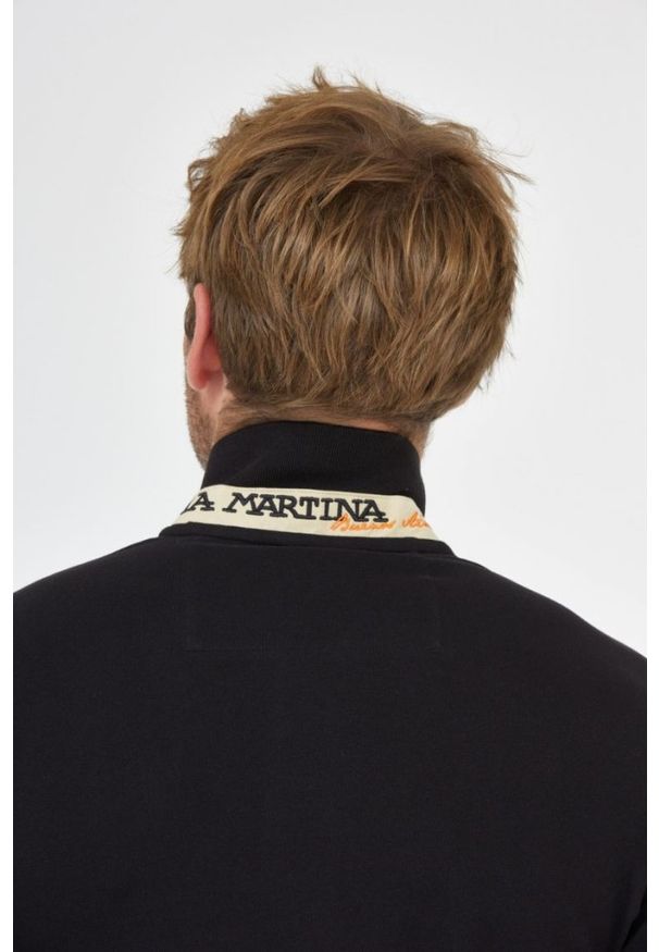 La Martina - LA MARTINA Czarna koszulka polo z małym logo. Typ kołnierza: polo. Kolor: czarny