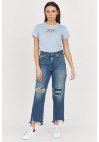 7 FOR ALL MANKIND Błękitne jeansy damskie THE MODERN STRAIGHT Z DZIURAMI, Rozmiar 30. Kolor: niebieski #3