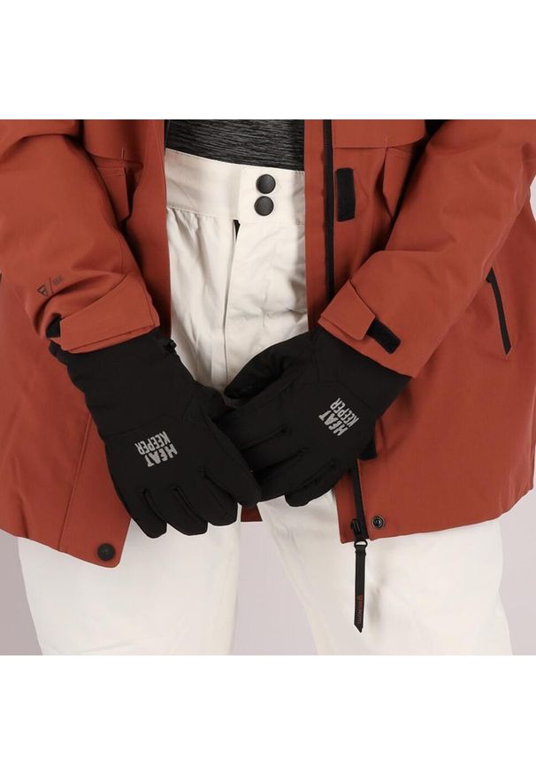 HEAT KEEPER - Damskie rękawiczki zimowe softshell. Kolor: czarny. Materiał: poliester. Sezon: zima. Sport: narciarstwo