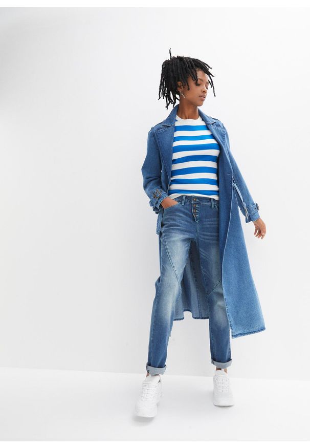 bonprix - Dżinsy boyfriend, niski stan, ze stretchem. Stan: obniżony. Kolor: niebieski