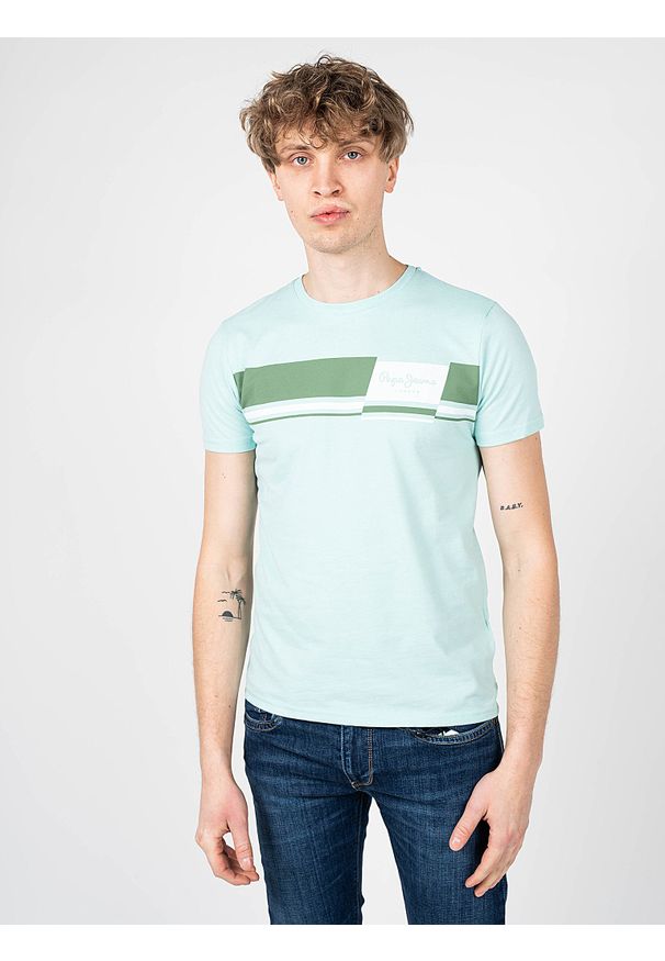 Pepe Jeans T-shirt Kade | | Mężczyzna |. Materiał: tkanina, prążkowany. Wzór: aplikacja, nadruk