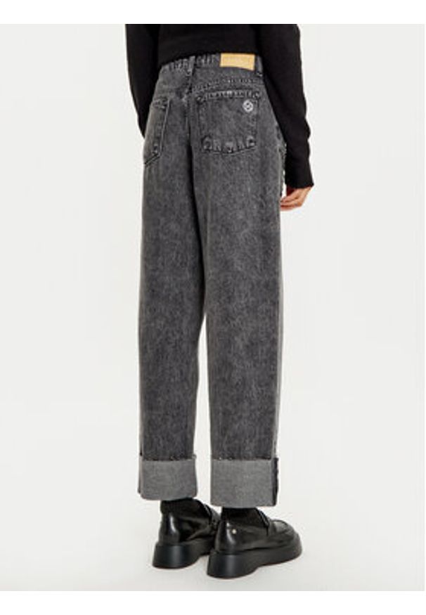Haveone Jeansy PLS-M020 Czarny Wide Leg. Kolor: czarny