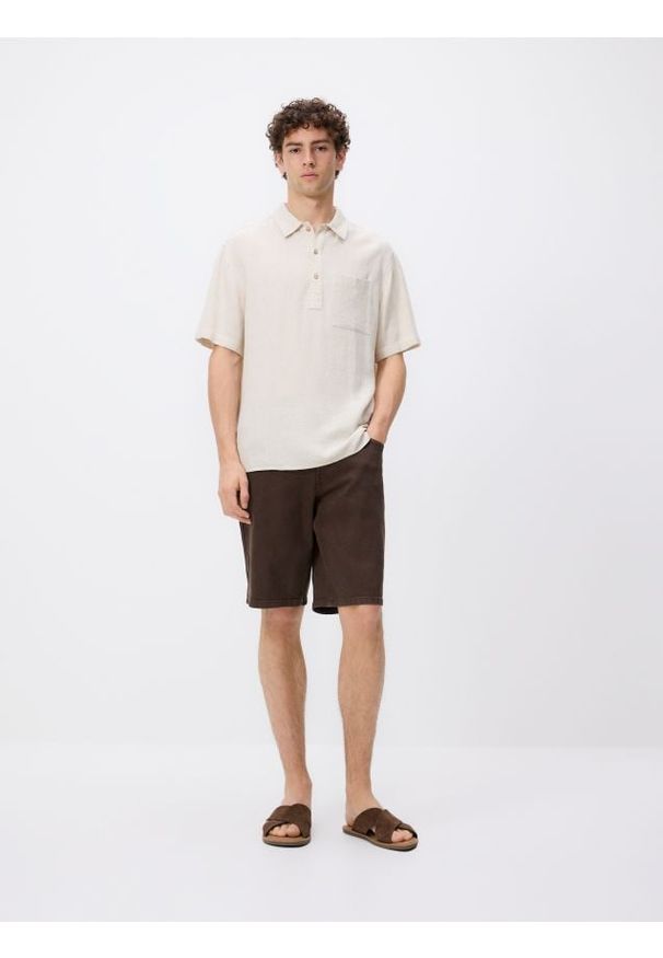 Reserved - Koszula z dodatkiem lnu - beżowy. Kolor: beżowy. Materiał: len