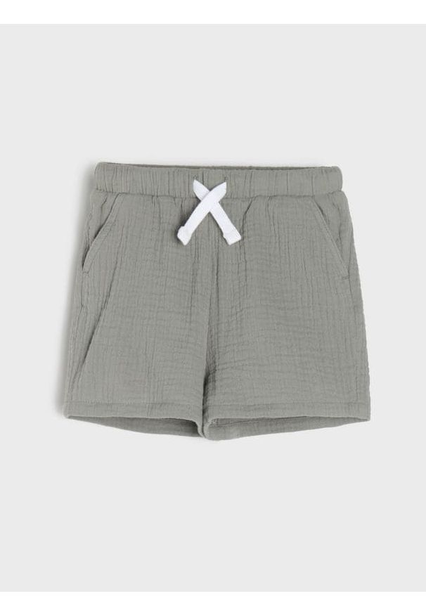Sinsay - Bawełniane szorty - zielony. Kolor: zielony. Materiał: bawełna