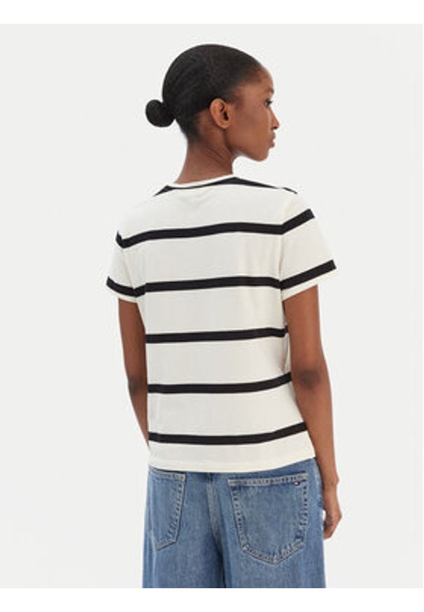 TOMMY HILFIGER - Tommy Hilfiger T-Shirt Script WW0WW47809 Beżowy Regular Fit. Kolor: beżowy. Materiał: bawełna