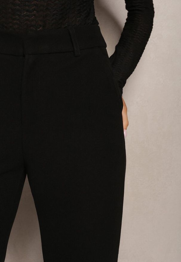 Renee - Czarne Spodnie Garniturowe High Waist Aigah. Stan: podwyższony. Kolor: czarny. Materiał: wiskoza, tkanina