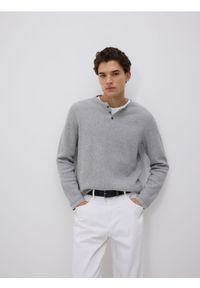 Reserved - Strukturalny sweter z bawełny - szary. Kolor: szary. Materiał: bawełna