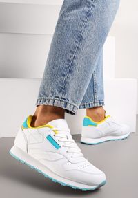Renee - Biało-Niebieskie Sneakersy przed Kostkę Lunkess. Wysokość cholewki: przed kostkę. Kolor: biały