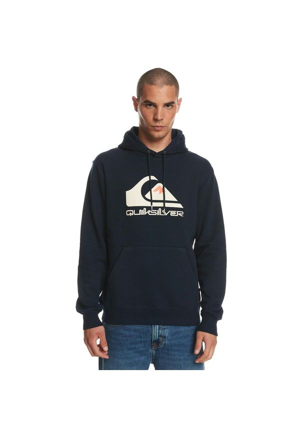 Quiksilver - Bluza z kapturem dla Mężczyzn BIG LOGO. Typ kołnierza: kaptur. Kolor: pomarańczowy. Materiał: bawełna, poliester, materiał. Wzór: nadruk