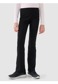 4f - 4F Legginsy dzianinowe dziewczęce - czarne 128 (7-8 lat). Okazja: na co dzień. Stan: podwyższony. Kolor: czarny. Materiał: dzianina. Wzór: ze splotem, jednolity, gładki. Sezon: lato. Styl: sportowy, casual #2