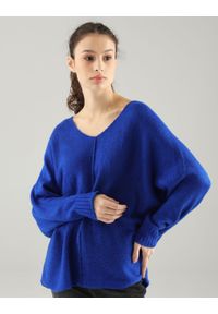 Unisono - LUŹNY SWETER Z WEŁNĄ 266-12066 BLU CI. Materiał: wełna