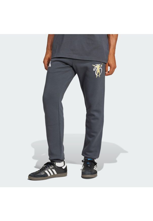 Adidas - Spodnie Bellingham. Kolor: szary. Materiał: polar