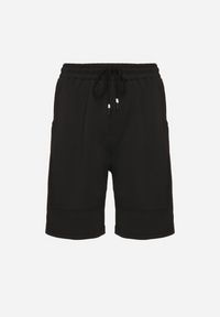 Born2be - Czarne Szorty Dresowe Ozdobione Sznurkami Evelzedi. Okazja: na co dzień. Kolor: czarny. Materiał: dresówka. Wzór: aplikacja. Styl: klasyczny, casual