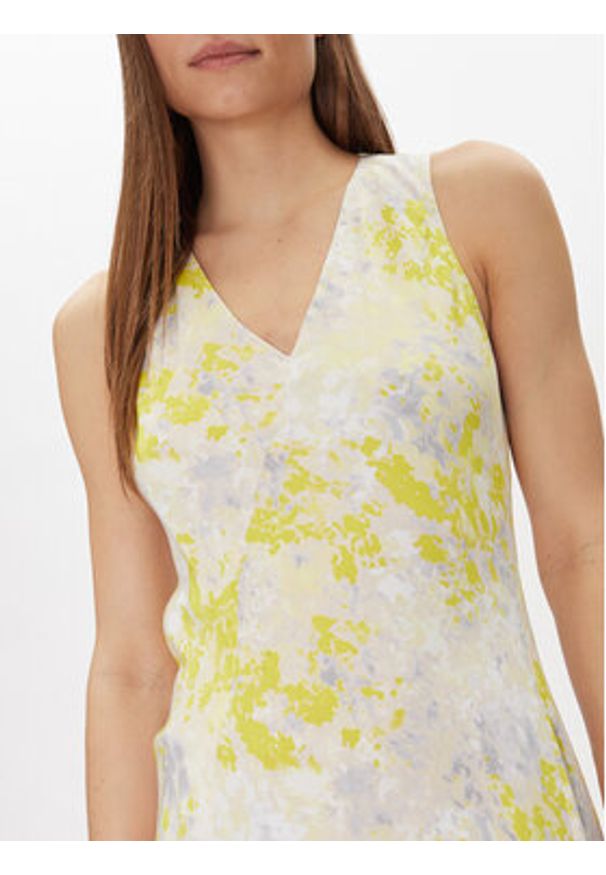 Calvin Klein Sukienka letnia Print Abstract Ecovero Vn Dress LV044B059G Żółty Regular Fit. Kolor: żółty. Materiał: wiskoza. Wzór: nadruk. Sezon: lato