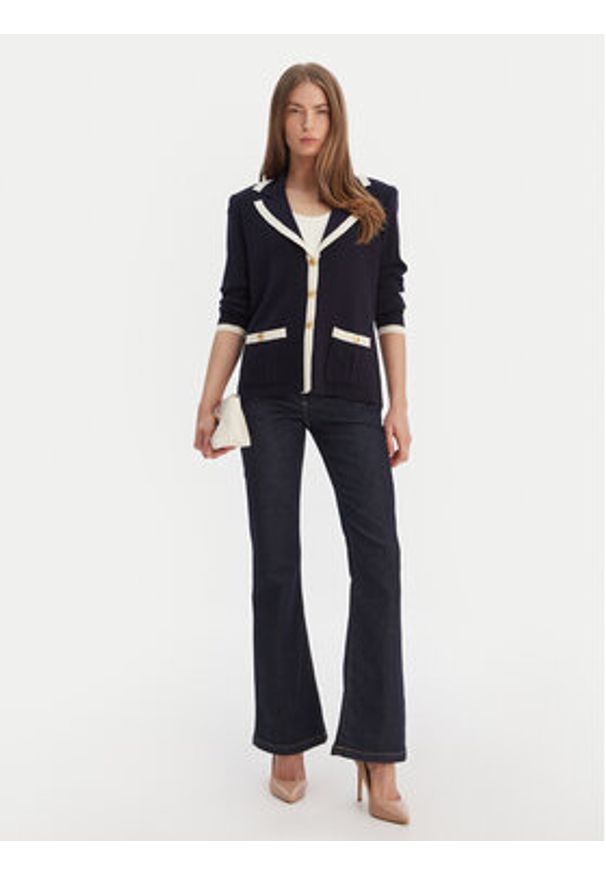 Luisa Spagnoli Kardigan Meridien 100357 Granatowy Regular Fit. Kolor: niebieski. Materiał: wełna