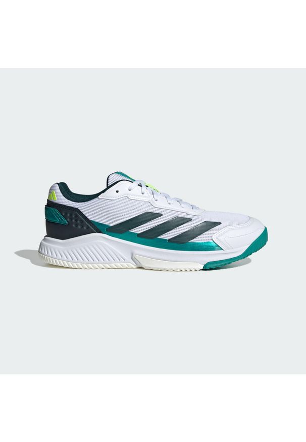 Adidas - Buty Courtquick Padel. Kolor: wielokolorowy, biały, zielony. Materiał: materiał. Sport: tenis
