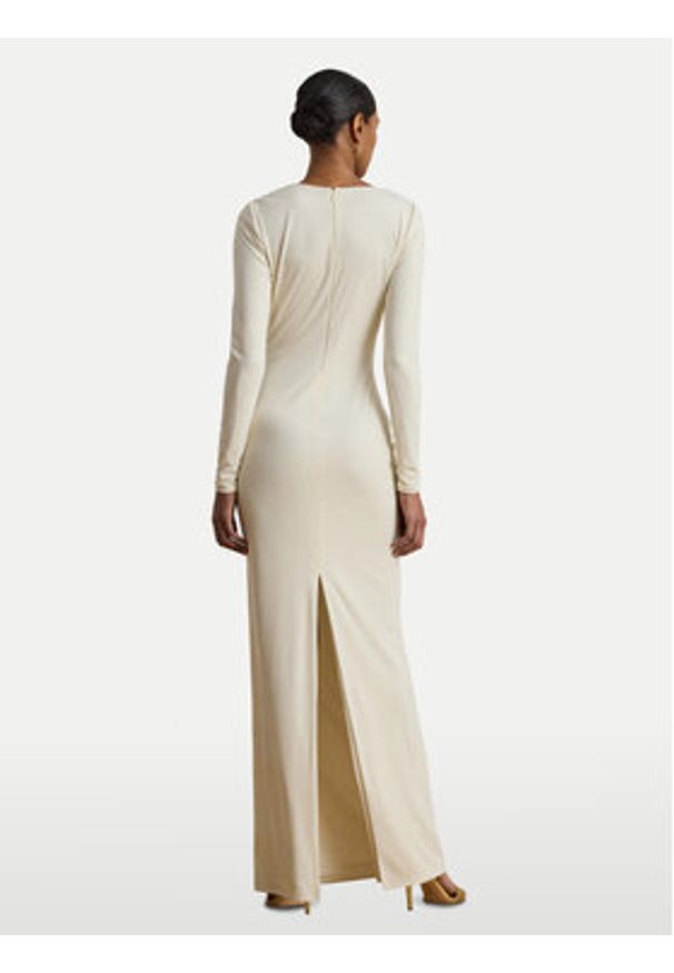 Lauren Ralph Lauren - LAUREN RALPH LAUREN Sukienka wieczorowa 253P03589002 Écru Slim Fit. Materiał: syntetyk. Styl: wizytowy