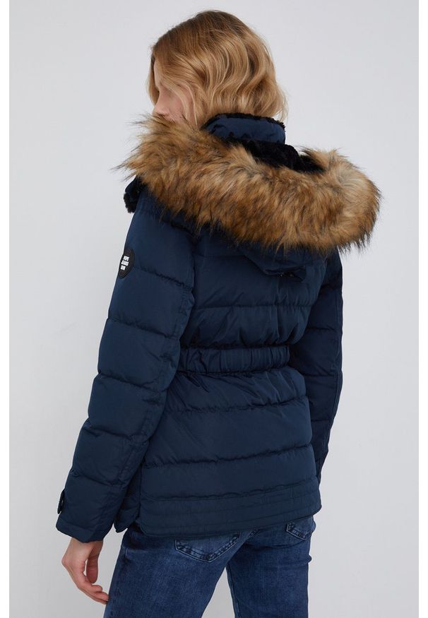 Pepe Jeans Kurtka puchowa damska kolor granatowy zimowa. Okazja: na co dzień. Kolor: niebieski. Materiał: puch. Wzór: gładki. Sezon: zima. Styl: casual