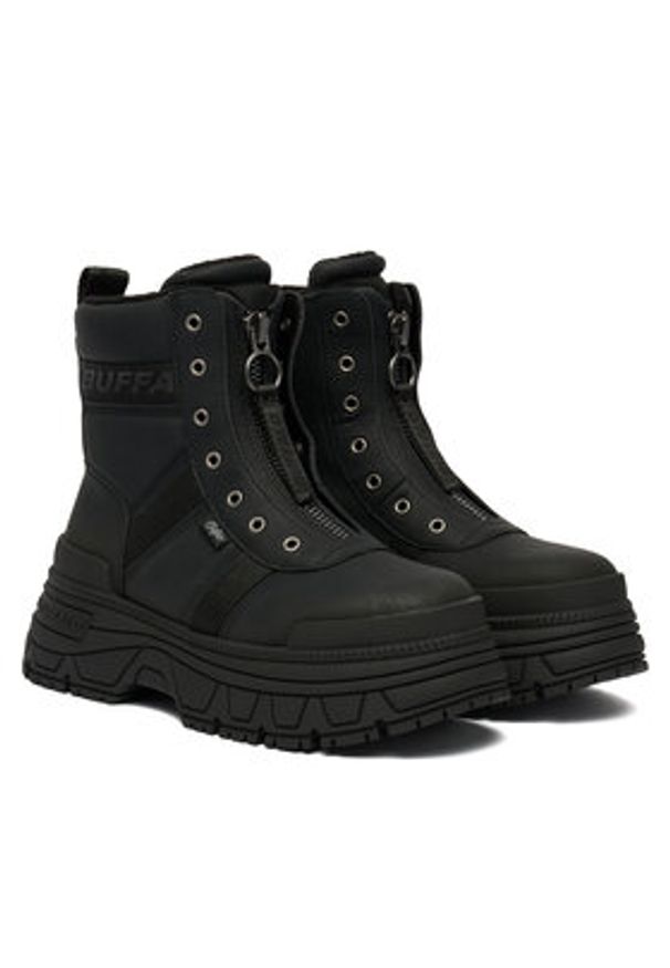 Buffalo Trzewiki Fusion Front Zip 1270130 Czarny. Kolor: czarny. Materiał: skóra