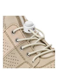 Beżowe Półbuty Rieker Wygodne Buty Damskie. Okazja: na co dzień. Zapięcie: bez zapięcia. Kolor: beżowy. Materiał: materiał, skóra ekologiczna. Szerokość cholewki: normalna. Obcas: na obcasie. Styl: casual. Wysokość obcasa: średni #4