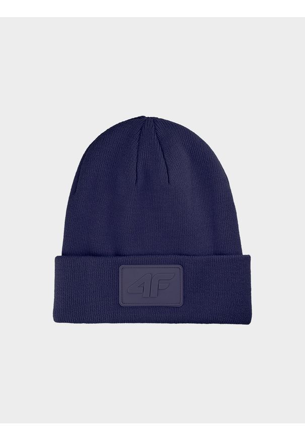 4f - Czapka beanie uniseks - granatowa. Kolor: niebieski. Materiał: syntetyk, materiał. Sezon: zima. Styl: sportowy, klasyczny