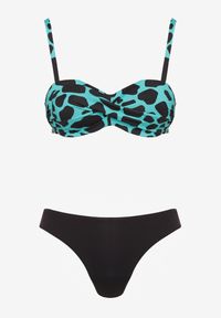 Born2be - Zielone Bikini 3-częściowe Biustonosz i Dwie Pary Fig Milarella. Kolor: zielony. Wzór: aplikacja, gładki
