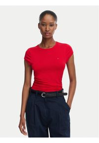 Tommy Jeans T-Shirt Draped DW0DW22802 Czerwony Slim Fit. Kolor: czerwony. Materiał: wiskoza #1