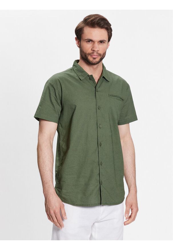 INDICODE Koszula Rollo 20-333 Khaki Regular Fit. Kolor: brązowy. Materiał: bawełna