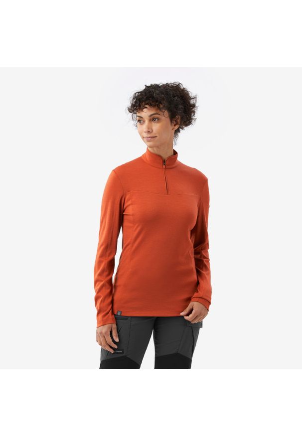 SIMOND - Koszulka trekkingowa damska z długim rękawem Merino Resist. Materiał: wełna, materiał, poliamid. Długość rękawa: długi rękaw. Długość: długie. Sport: turystyka piesza