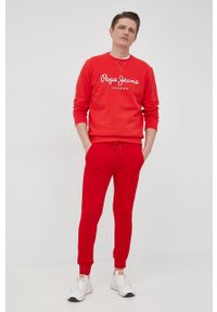 United Colors of Benetton spodnie męskie kolor czerwony gładkie. Kolor: czerwony. Materiał: dzianina. Wzór: gładki #2