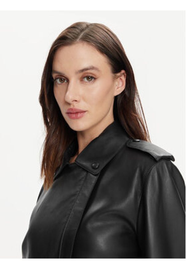 Marella Kurtka skórzana Sparta 2413441011 Czarny Regular Fit. Kolor: czarny. Materiał: skóra