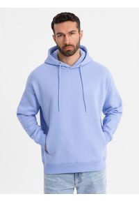 Ombre Clothing - Dresowa bluza unisex z kapturem i kieszeniami – lawendowa V9 OU-SNBC-0105 - XL/XXL. Okazja: na co dzień. Typ kołnierza: kaptur. Kolor: fioletowy. Materiał: dresówka. Wzór: aplikacja. Styl: casual #4