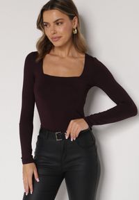 Born2be - Bordowa Bluzka Alexussi. Okazja: na co dzień, do pracy. Kolor: czerwony. Materiał: materiał, wiskoza, jeans. Długość rękawa: długi rękaw. Długość: długie. Styl: klasyczny, casual #1