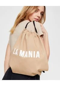 LA MANIA - Beżowy plecak z logo. Kolor: beżowy. Materiał: bawełna, tkanina #1