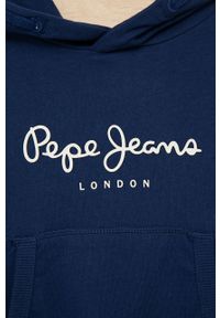 Pepe Jeans bluza bawełniana dziecięca z kapturem z nadrukiem. Okazja: na co dzień. Typ kołnierza: kaptur. Kolor: niebieski. Materiał: bawełna. Wzór: nadruk. Styl: casual #2