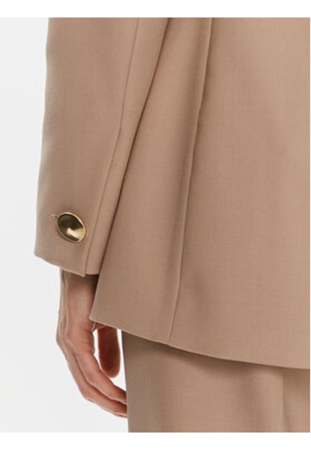 IVY & OAK - IVY OAK Marynarka IO119086 Beżowy Regular Fit. Kolor: beżowy. Materiał: wiskoza