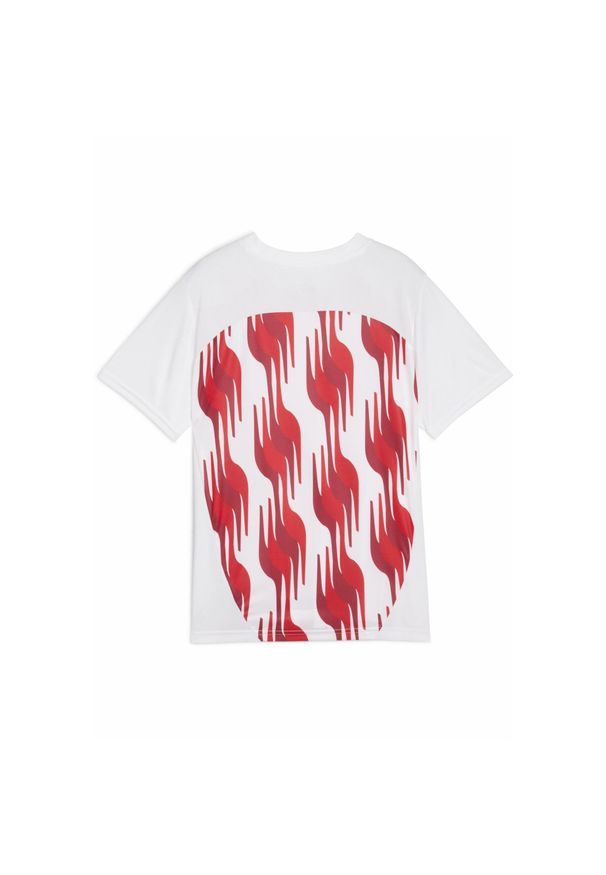 Puma - Młodzieżowa koszulka przedmeczowa z krótkim rękawem Girona FC PUMA White Red. Kolor: biały, czerwony, wielokolorowy. Długość rękawa: krótki rękaw. Długość: krótkie