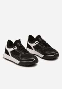 Born2be - Czarne Sneakersy z Materiałowymi Wstawkami Elineri. Kolor: czarny. Materiał: materiał #4