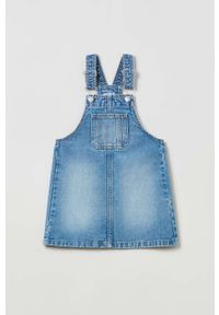 OVS sukienka jeansowa dziecięca kolor niebieski mini prosta. Okazja: na co dzień. Kolor: niebieski. Materiał: jeans. Typ sukienki: proste. Styl: casual. Długość: mini #1