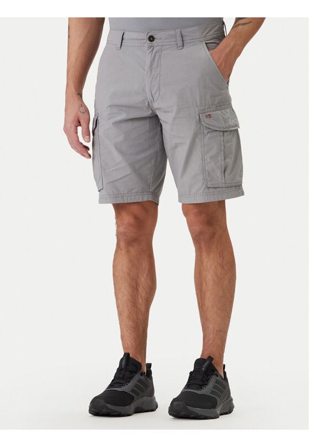 Napapijri Szorty materiałowe Noto 2.0 NP0A4HOQ Szary Regular Fit. Kolor: szary. Materiał: bawełna