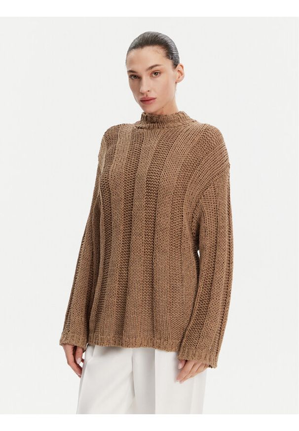 TOMMY HILFIGER - Tommy Hilfiger Sweter WW0WW44486 Brązowy Relaxed Fit. Kolor: brązowy. Materiał: bawełna