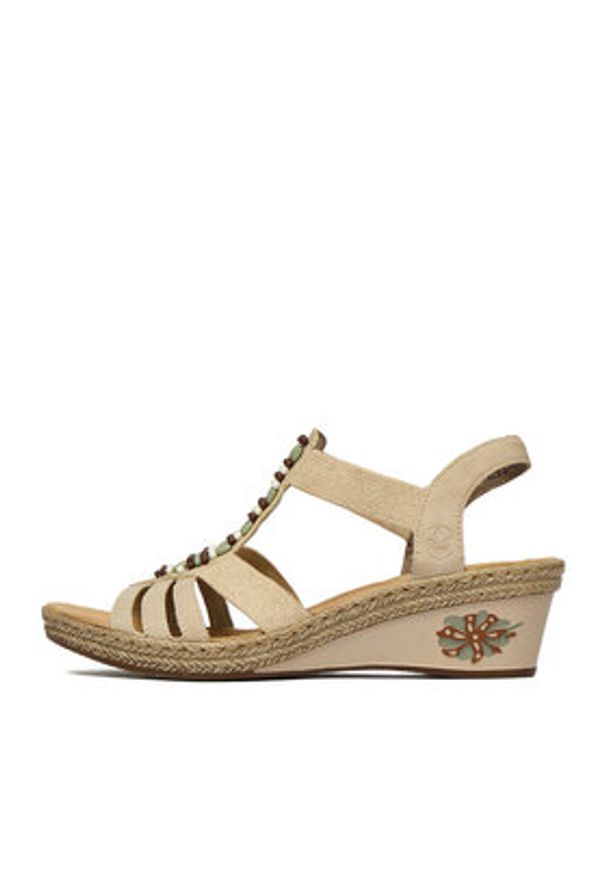 Rieker Sandały CEO-V2451-62 Beżowy. Kolor: beżowy. Materiał: skóra