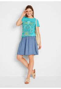 bonprix - T-shirt z czystej bawełny. Kolor: niebieski. Materiał: bawełna. Wzór: nadruk #3
