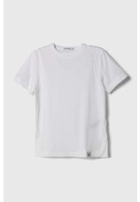 Calvin Klein Jeans t-shirt dziecięcy kolor biały. Kolor: biały. Materiał: dzianina. Wzór: gładki. Styl: klasyczny #1