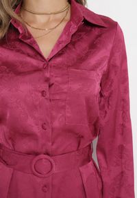 Born2be - Fioletowa Koszulowa Sukienka Midi z Materiałowym Paskiem Gloriese. Kolor: fioletowy. Materiał: materiał. Typ sukienki: koszulowe. Długość: midi