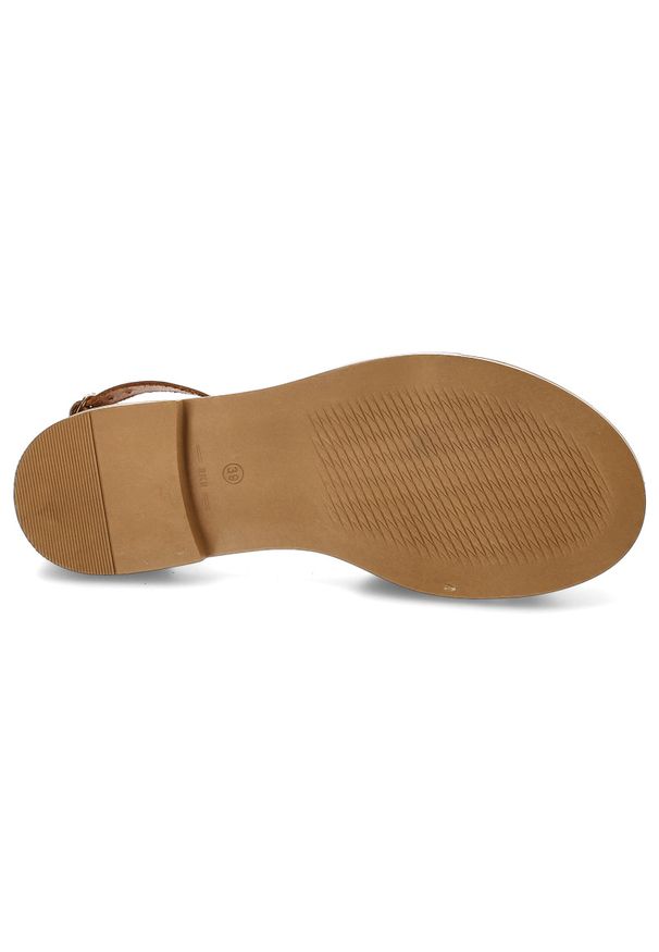 Brązowe Sandały Armodo Modne Obuwie Damskie. Okazja: na co dzień. Zapięcie: pasek. Kolor: brązowy. Materiał: skóra, jeans. Wzór: paski. Sezon: lato. Styl: casual