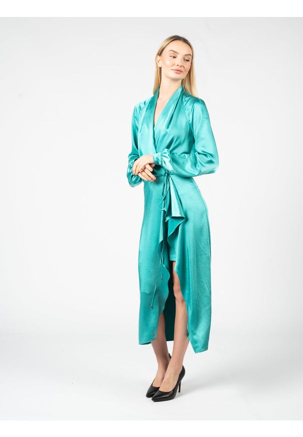 Pinko Sukienka "Los" | 100295 Z345 | Kobieta | Błękitny. Kolor: niebieski. Materiał: poliester. Typ sukienki: kopertowe. Styl: elegancki, wizytowy. Długość: maxi