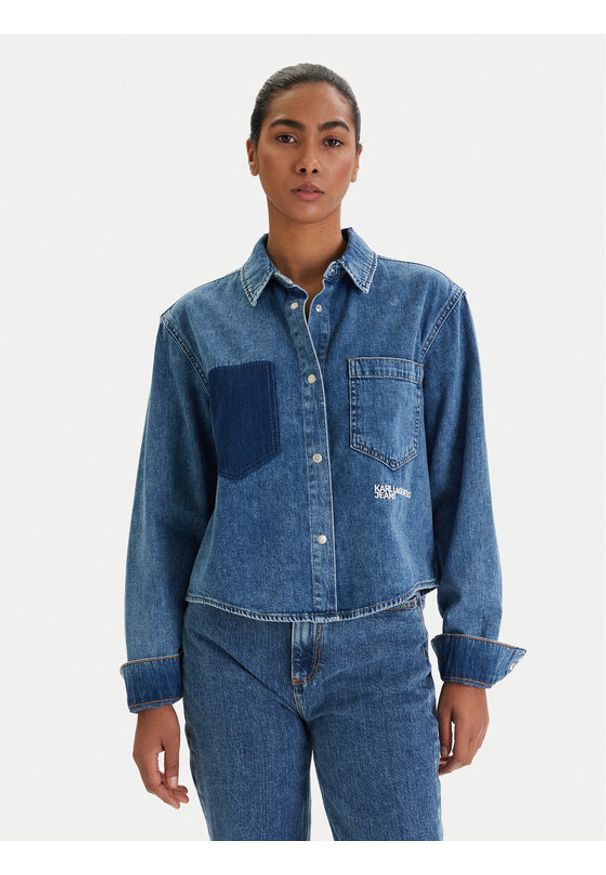 Karl Lagerfeld Jeans Koszula jeansowa B1W11021 Niebieski Regular Fit. Kolor: niebieski. Materiał: bawełna