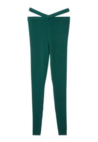 Undiz legginsy damskie kolor zielony gładkie. Stan: podwyższony. Kolor: zielony. Materiał: dzianina. Wzór: gładki