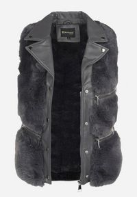 Born2be - Ciemnoszara Kamizelka Futrzana Irelaia. Kolor: szary. Materiał: futro #2